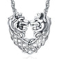 Wolf Necklace Sterling Silver Wolf Pendant Celtic Knot Double Wolf Jewelry Gifts for Women Man