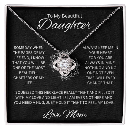 To My Beautiful Daughter (Love Mom) Love Knot Necklace