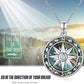 Compass Necklace for Women Sterling Silver Malachite Abalone Shell Pendant Jewelry Graduation Gift for Men Teens